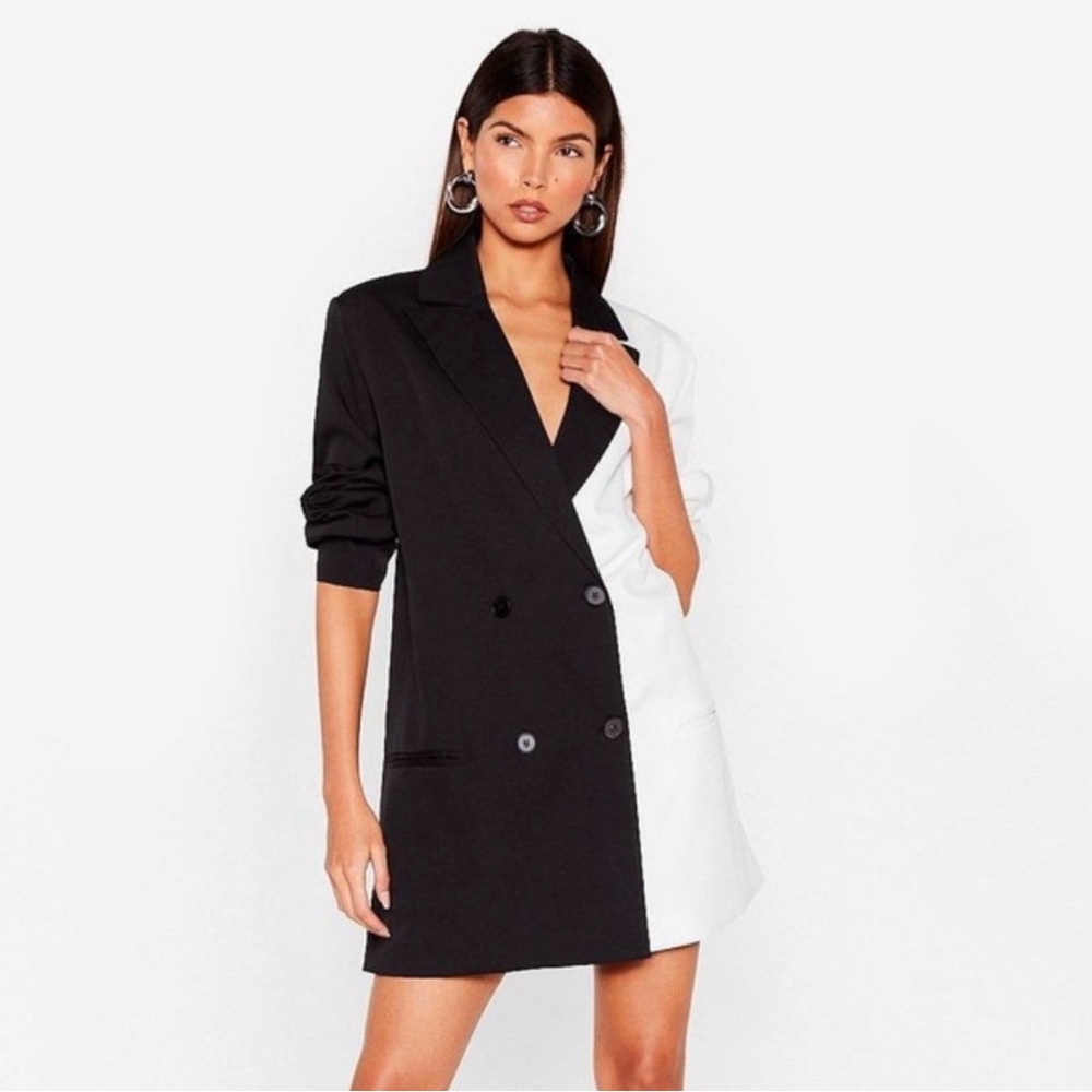 Nasty Gal | Color Block Black and White Blazer Dress - Picture 2 of 5